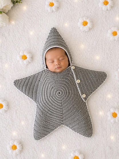 WOONIE Star Baby Crochet Newborn Photography Costume Props Grey