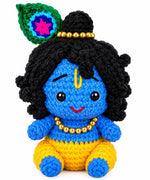 Mini Handmade Crochet Krishna Idol for Kids | Mini School Bag Toy Companion | Home Decor | Gifting (Pack of 1)