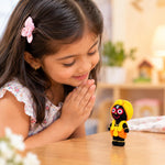 Handmade Crochet Lord Jagannath Idol for Kids, Cute Mini Decorative Idol for School Bag Companion, Portable Travel Companion, Kids Gift for Birthday (Pack of 1)