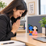 Handmade Crochet Radha Krishna Idol Set for Office Gifting & Home Decor | Cute Spiritual Decorative Showpiece for Desk, Workstation, Living Room & Pooja Room | Good Luck Gift