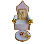 Guruji Darbar Includes Singhasan with Guruji Swaroop, Charan Paduka and Gold Plated Butterfly on mat | Shukrana Blessings | Imported Wood | Premium Fabric | Color : White