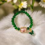 Guru Ji Swaroop Braclet of Green Pearl with Shiny Butterfly Charm | Pack of 1 | *** Limited Stock ***