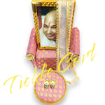 Guruji Darbar Includes Singhasan with Guruji Swaroop, Charan Paduka and Gold Plated Butterfly on mat | Imported Wood | Premium Fabric | Color : Girly Pink