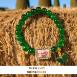 Guru Ji Swaroop Braclet of Green Pearl with Shiny Butterfly Charm | Pack of 1 | *** Limited Stock ***