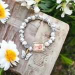 Guruji Swaroop Bracelet with White & Black Beads and Butterfly Charm | Jai Guruji Spiritual Bracelet for Devotional Gifting | Pack of 1